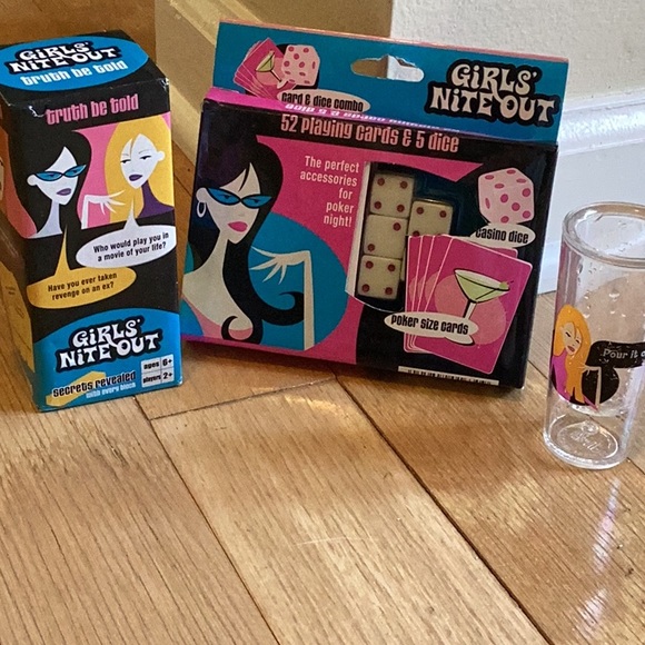 Girls Nite Out Party set includes shot glass, playing cards, 5 dice, truthbtold - Picture 5 of 5
